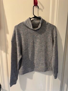 Madewell Gray Striped Cowl Neck Sweater